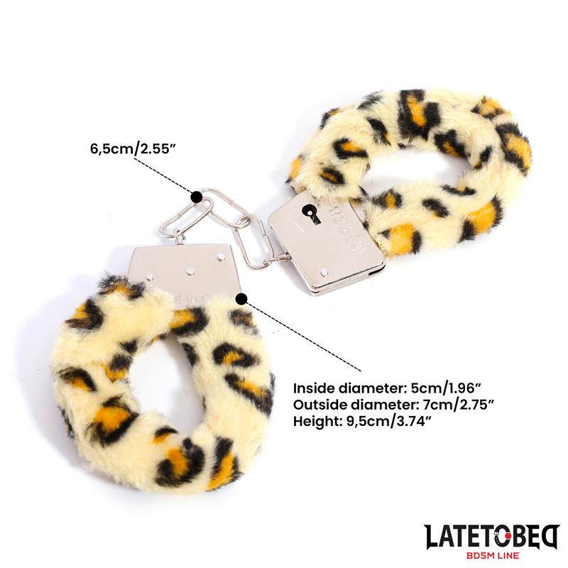 Esposas de Metal Furry con Pelo Animal Print Leopardo