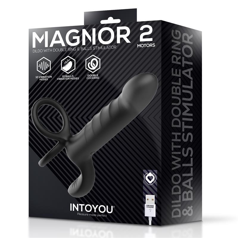 Magnor Dildo con Anillo Doble y Estimulador de Testiculos