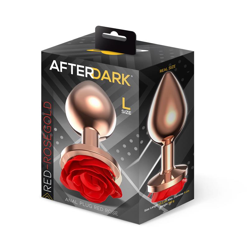 Rose Plug Anal Oro Rosa Base de Rosa Roja Talla L