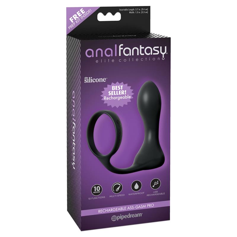Anillo y Plug Anal con Vibracion Negro