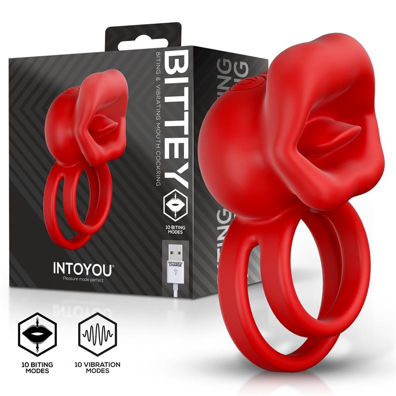 Bittey Anillo Vibrador con Biting Mordisqueo