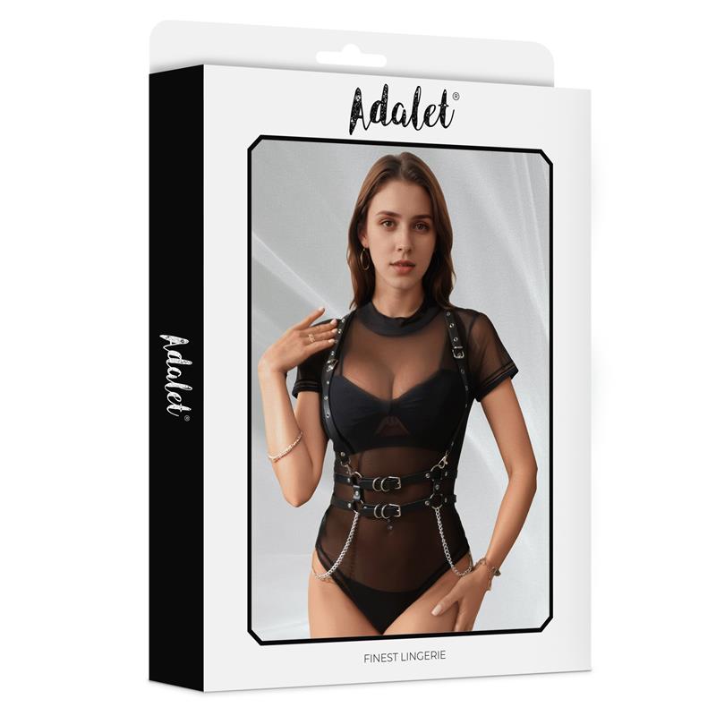 Brenda Arnes para Pecho Cuero Vegano con Cadenas Talla Unica