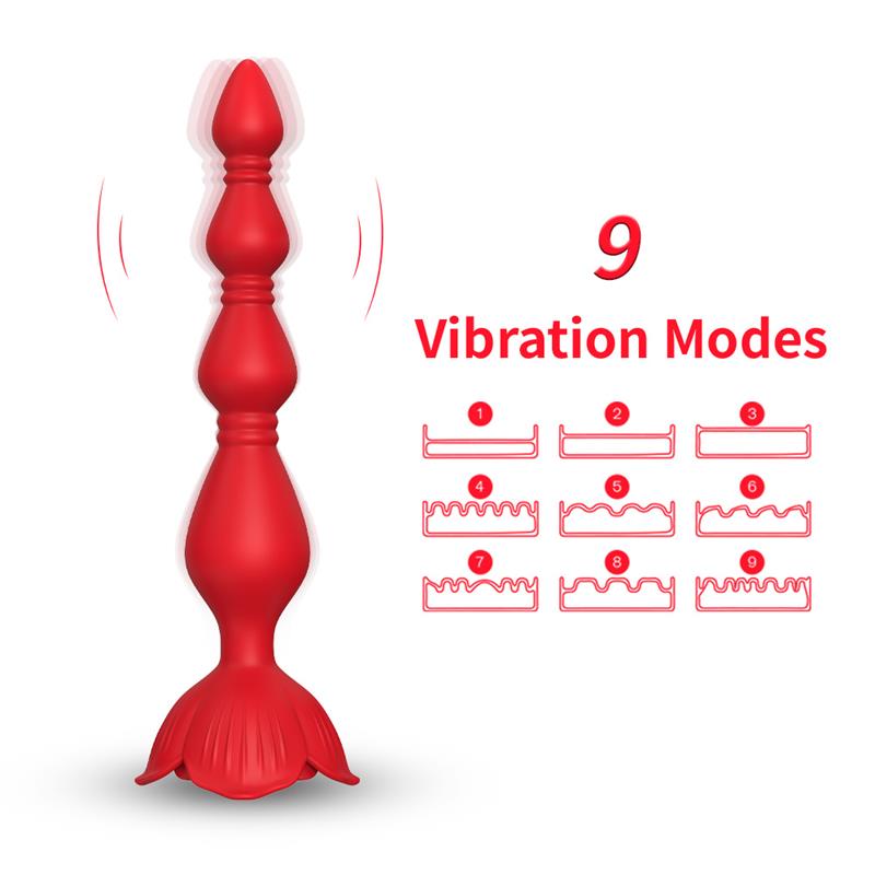 Cadena Anal con Vibracion Base de Rosa