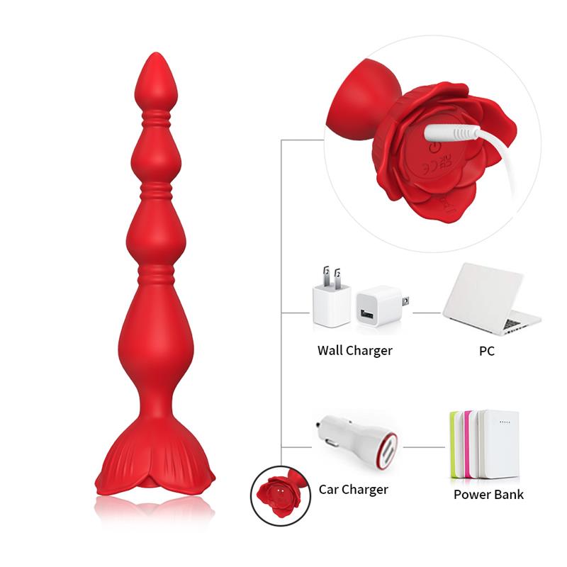 Cadena Anal con Vibracion Base de Rosa