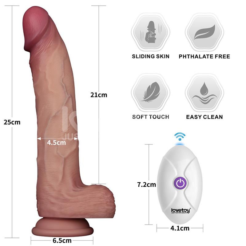 Dildo con Vibracion Piel Deslizante Silicona Dual Layer 10