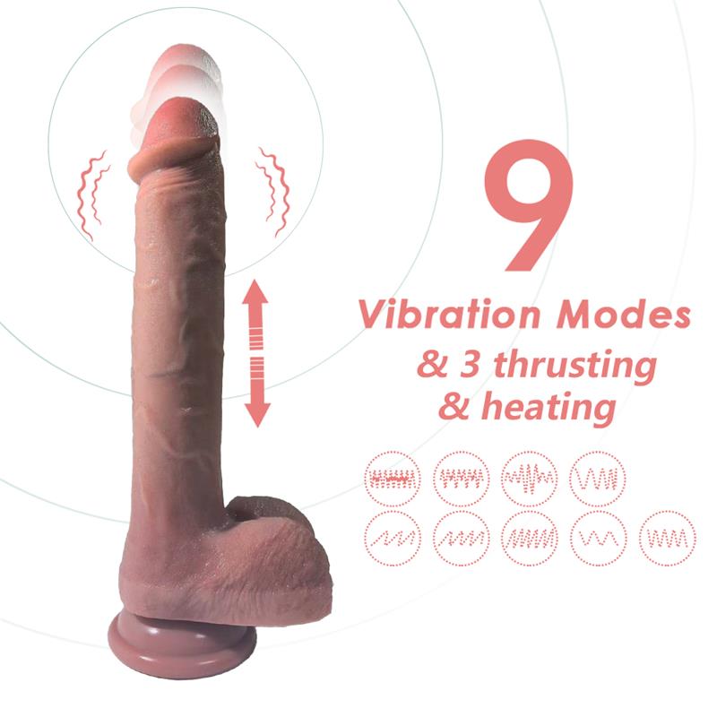Dildo con vibracion Thrusting y Calor 28 cm
