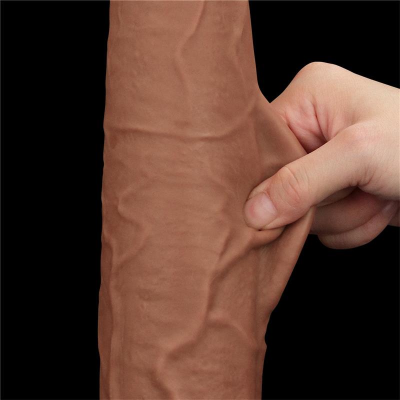 Dildo Dual Density Piel Deslizante Retractil 135