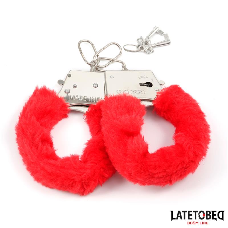 Esposas de Metal Furry con Pelo Rojo