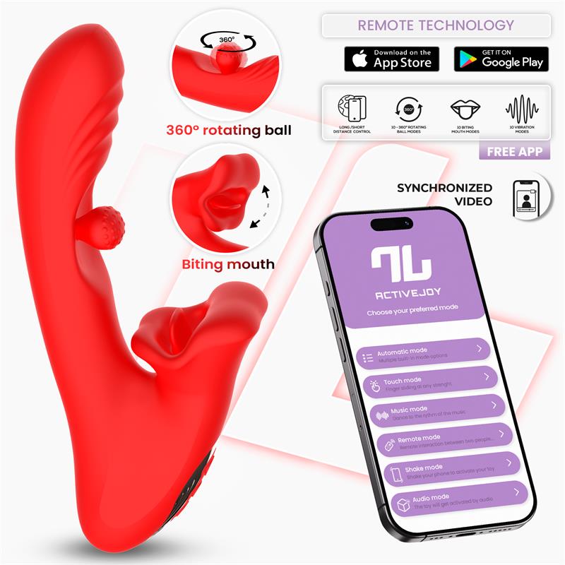 Franky Vibrador con Biting y Bola Rotativa con APP