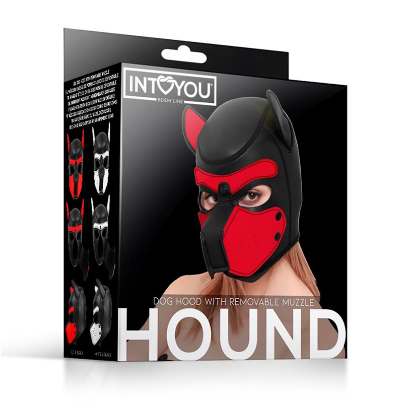 Hound Mascara de Perro Neopreno Hocico Extraible Negro Rojo Talla Unica