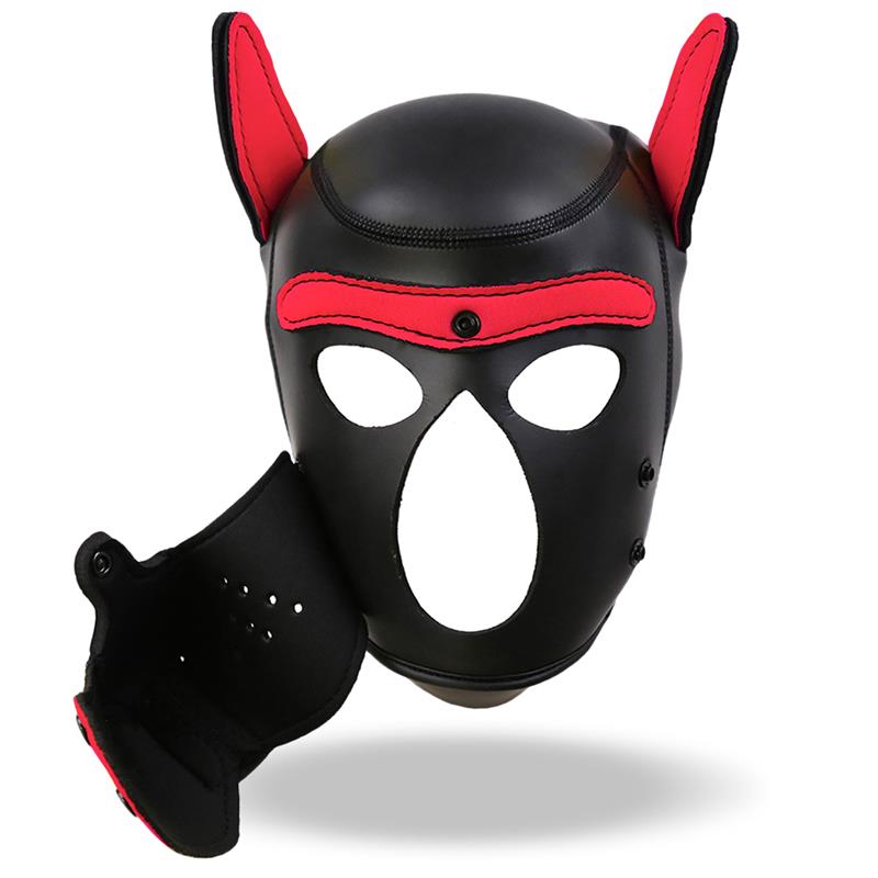 Hound Mascara de Perro Neopreno Hocico Extraible Negro Rojo Talla Unica