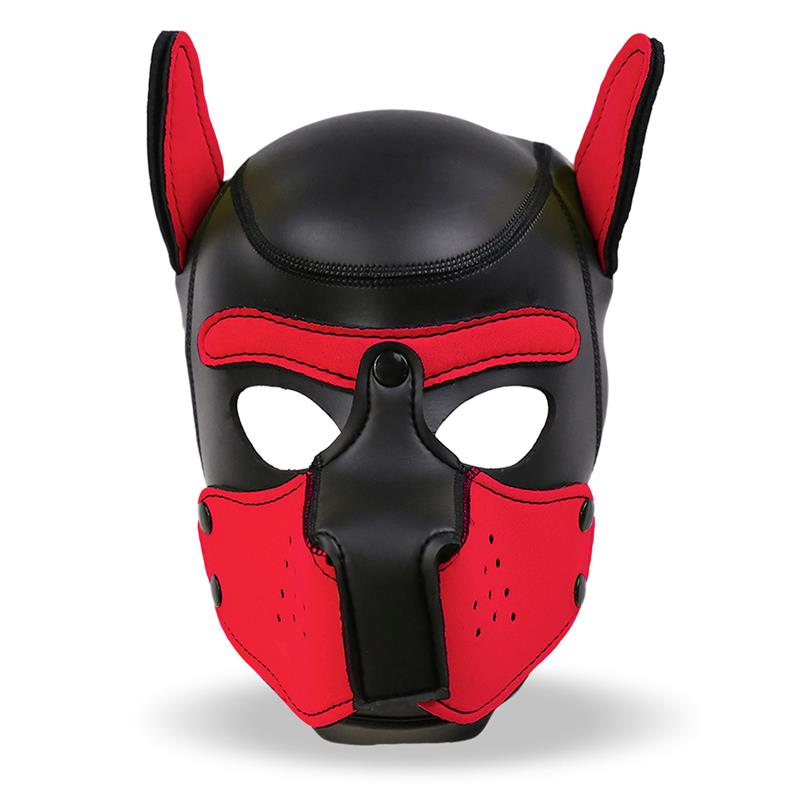 Hound Mascara de Perro Neopreno Hocico Extraible Negro Rojo Talla Unica