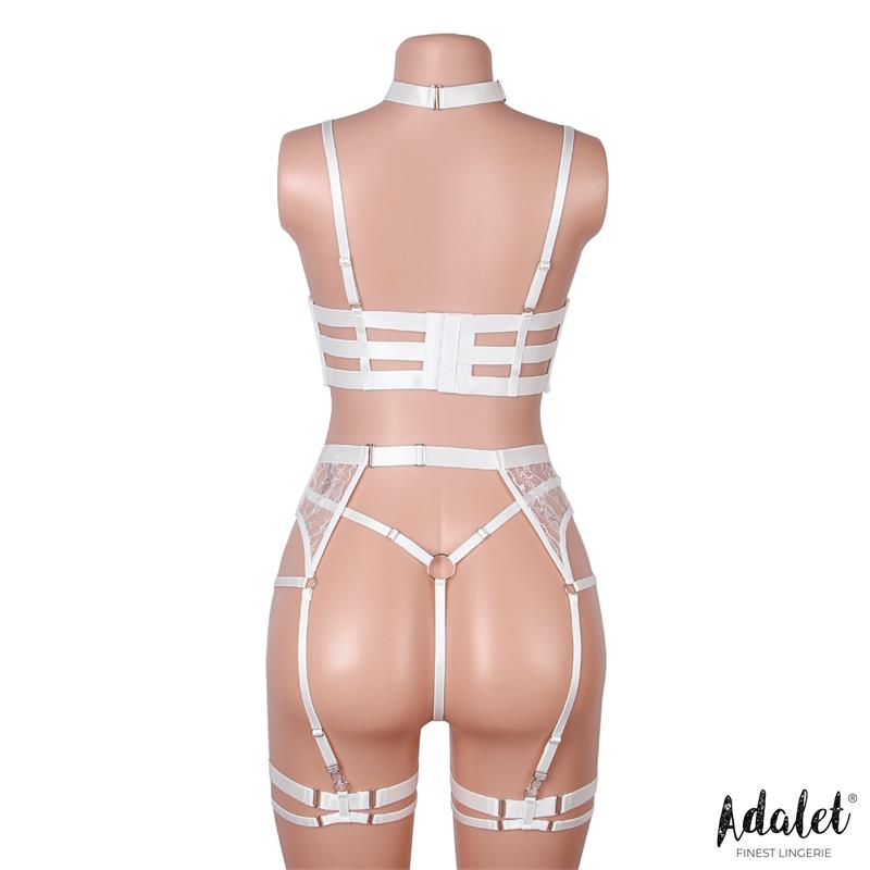 Hyacinth Set Sujetador Tanga y Liguero Blanco