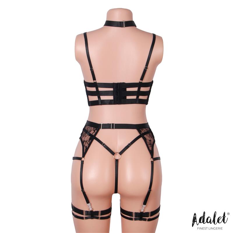 Hyacinth Set Sujetador Tanga y Liguero Negro