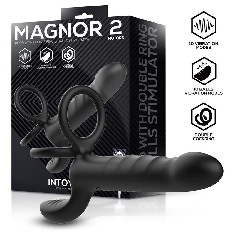 Magnor Dildo con Anillo Doble y Estimulador de Testiculos