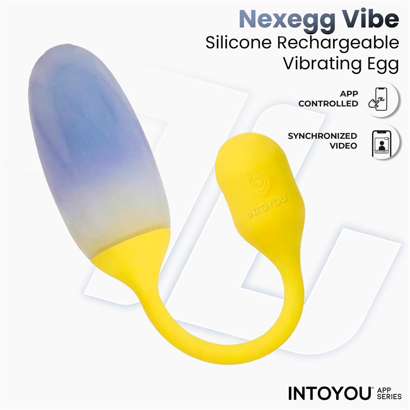 NexEgg Huevo Vibrador Doble Capa Silicona App Amarillo Purpura