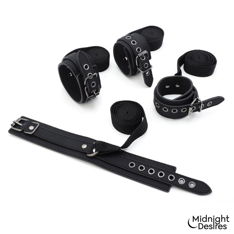 Set Bondage con Esposas Antifaz y Pluma Estimuladora