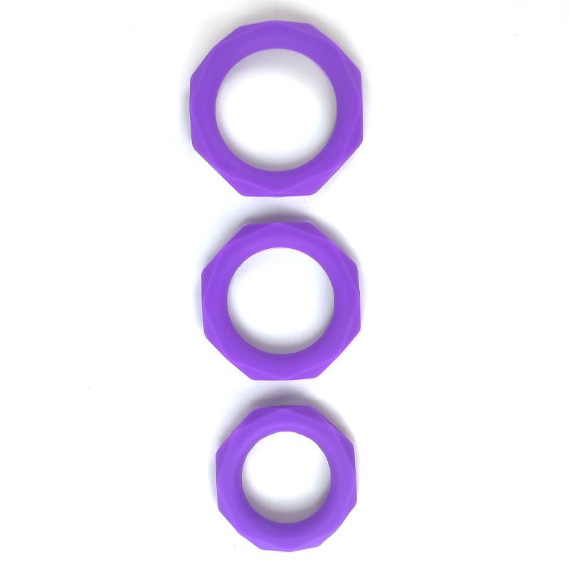 Set de 3 Anillos para el Pene Silicona Purpura