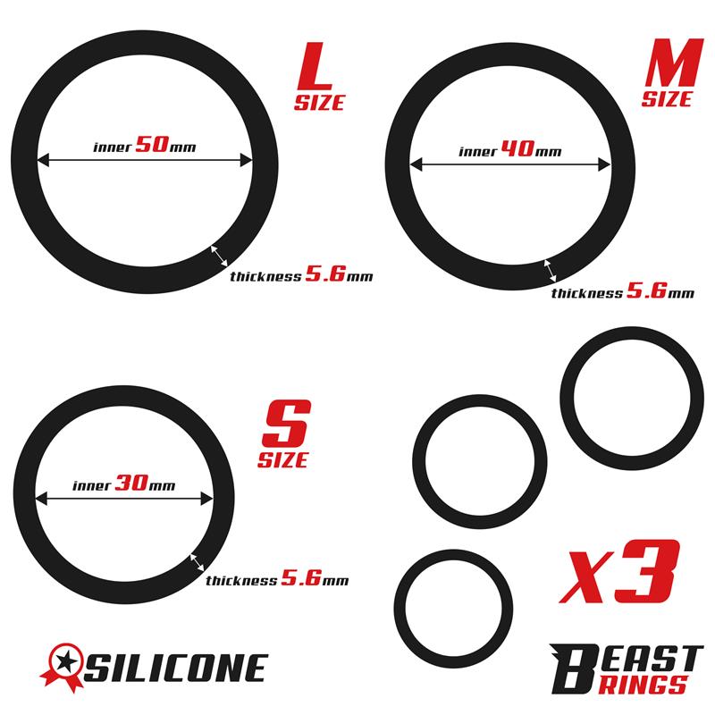 Set de 3 Anillos para el Pene Silicona S M y L