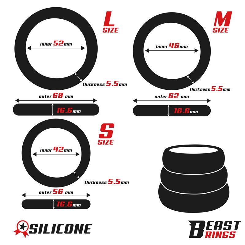 Set de 3 Anillos para el Pene Silicona S M y L