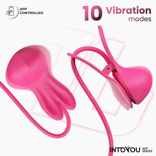 Tickly Pinzas para Pezones con Vibracion Control y Collar con APP