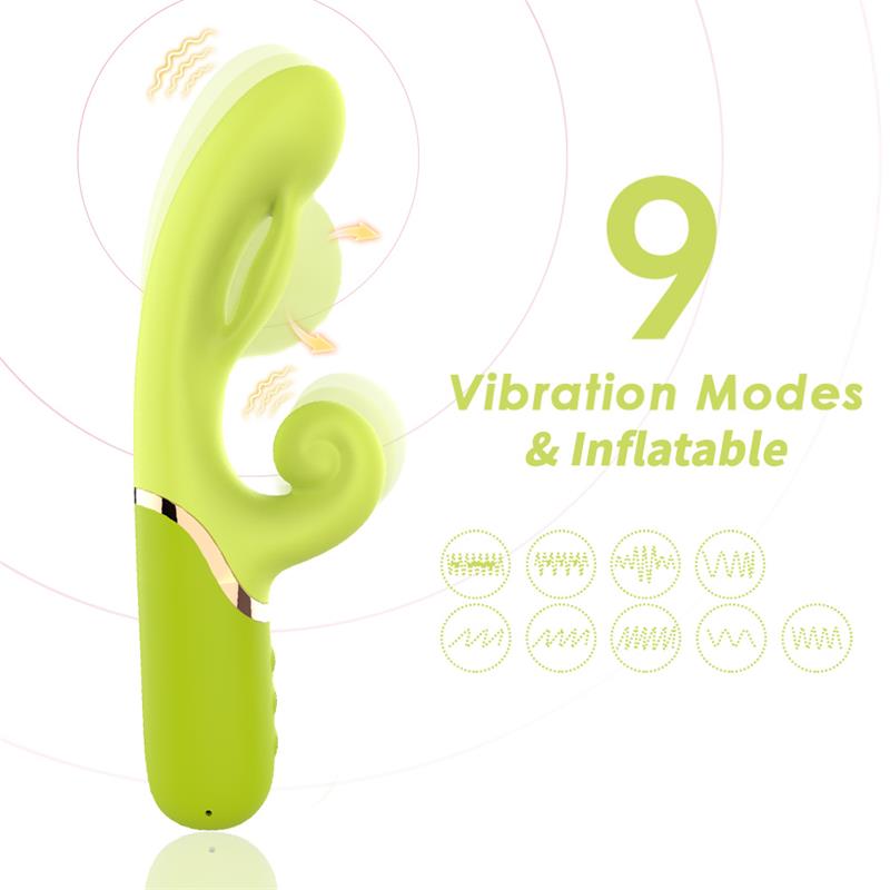 Vibrador con Funcion de Inflado Verde
